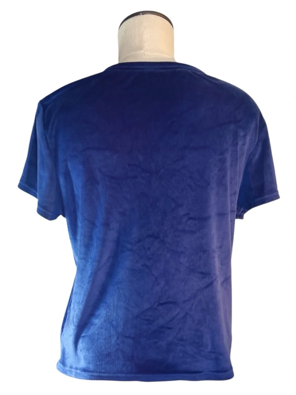 Juicy Couture Navy Blue Velour Rhinestone Logo Sleep Tee Circa 2011 Throwback